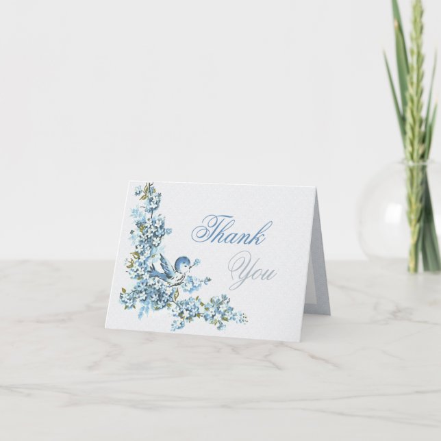 Mariage d'hiver Merci Oiseaux Bleus Vintage (Devant)