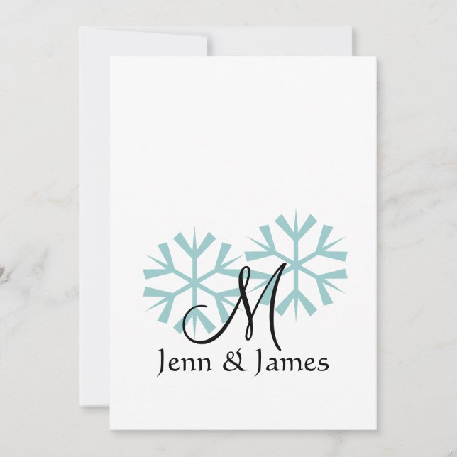 Mariage d'hiver Monogramme Mariage Invitations (Devant)