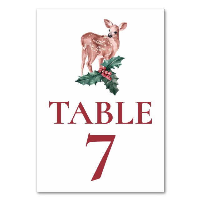 Mariage d'hiver Numéro de table rouge Cerf de Noël (Par défaut)
