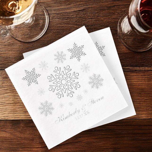 Mariage d'hiver Silver Foil Snowflake Napkins (Winter Wedding Silver Foil Snowflake Napkins
#winterwedding
#holidaywedding
#silversnowflakewedding)
