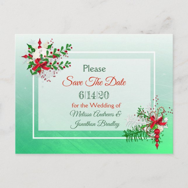 Mariage d'hiver Thème Enregistrer la date Carte po (Devant)
