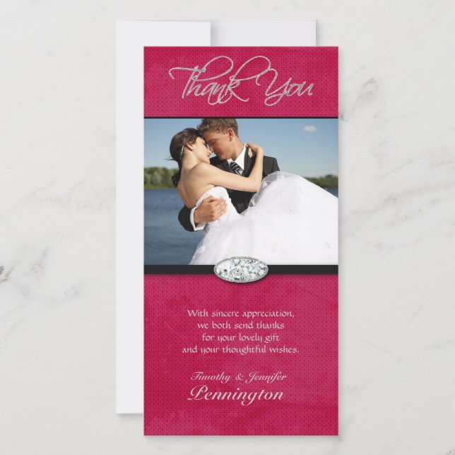 Mariage diamant rose chaud merci photo (Devant)