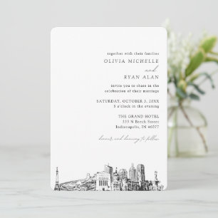 Mariage d'Indianapolis Elegant Skyline Invitation