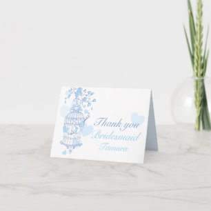 Mariage d'oiseau bleu Bridesmaid carte de remercie