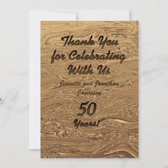 Mariage d'or 50e anniversaire Merci Note (Devant)