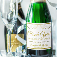 Mariage d'or Bouteille Étiquette Merci