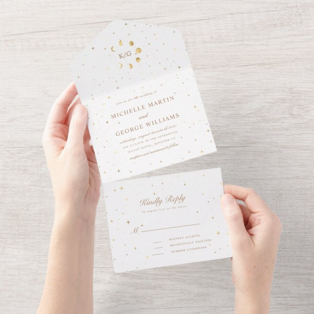 mariage d'or céleste tout en une invitation (Déchirure)