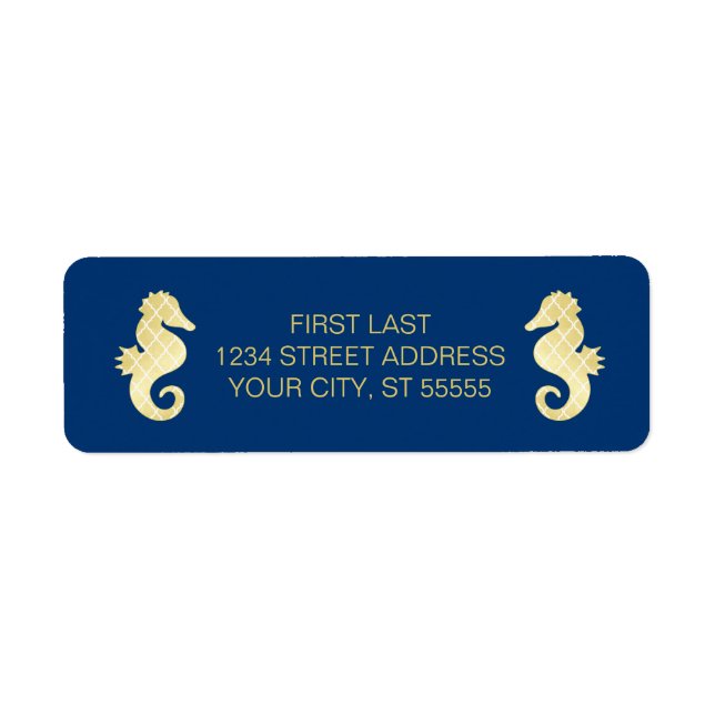Mariage d'or de Preppy Beach Seahorse Navy (Devant)
