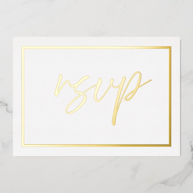 Mariage d'or moderne RSVP Foil Invitation (Recto)