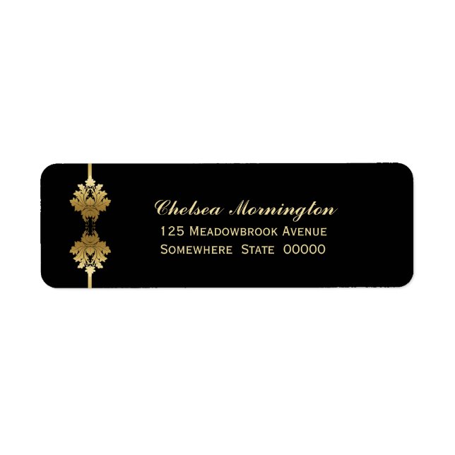 Mariage d'or noir moderne Adresse de retour (Devant)