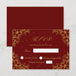 Mariage d'or RSVP avec graphismes floraux ornés