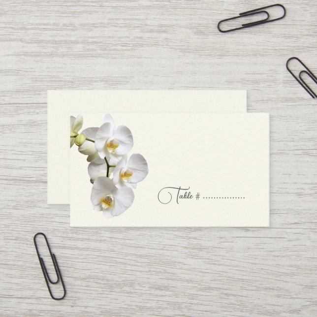 Mariage d'orchidée blanche Escort Place Cartes Bul (Devant/Arrière en situation)