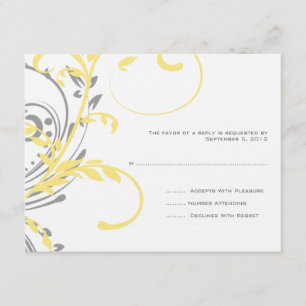 Mariage double floral jaune et gris RSVP