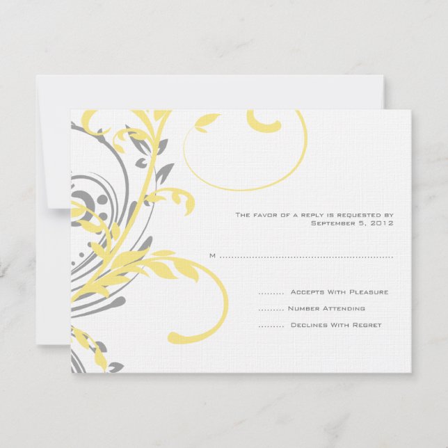 Mariage double floral jaune et gris RSVP (Devant)