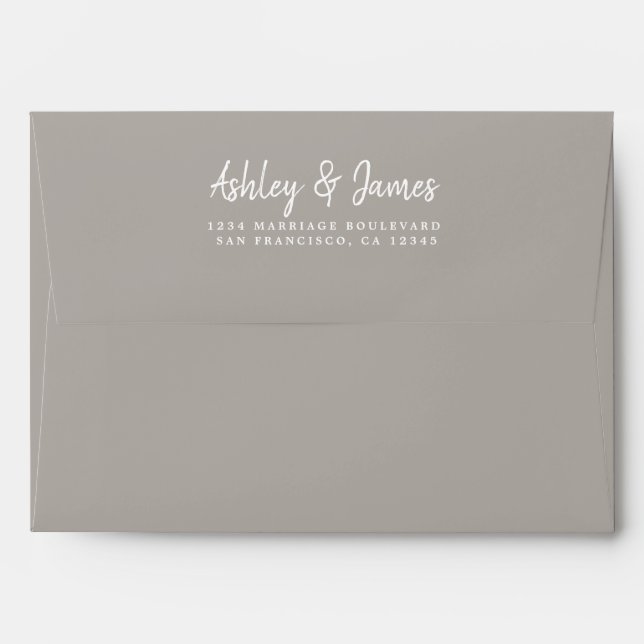 Mariage Dove Grey Enveloppe d'adresse de retour (Dos (Haut rabat))