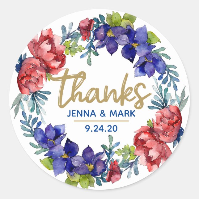 Mariage du bonheur | Merci Stickers Party Favor (Devant)