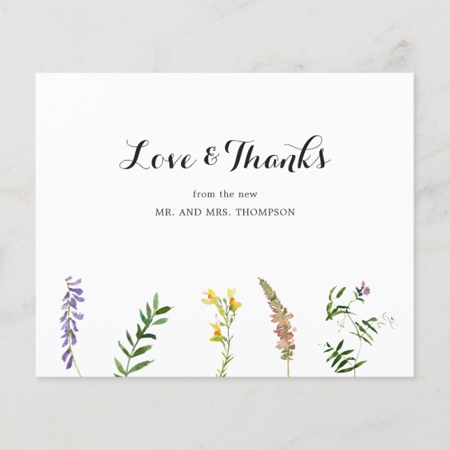 Mariage du budget Fleur sauvage Boho Carte de reme (Devant)