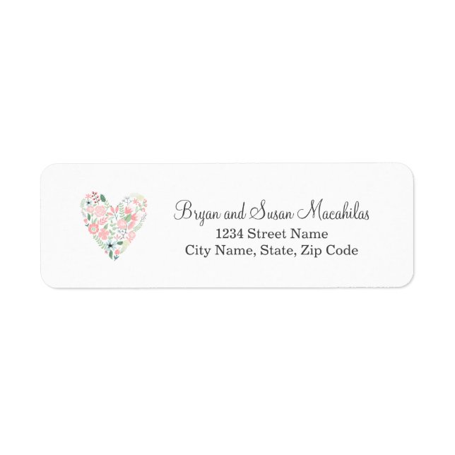Mariage du coeur floral - Adresse de retour (Devant)