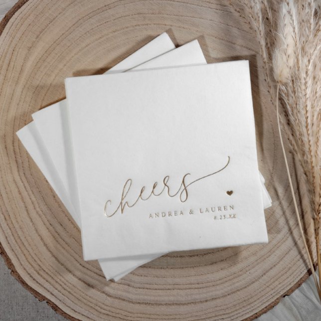 Mariage du coeur moderne (Custom Wedding Napkins - Cheers personalized & foil stamped)
