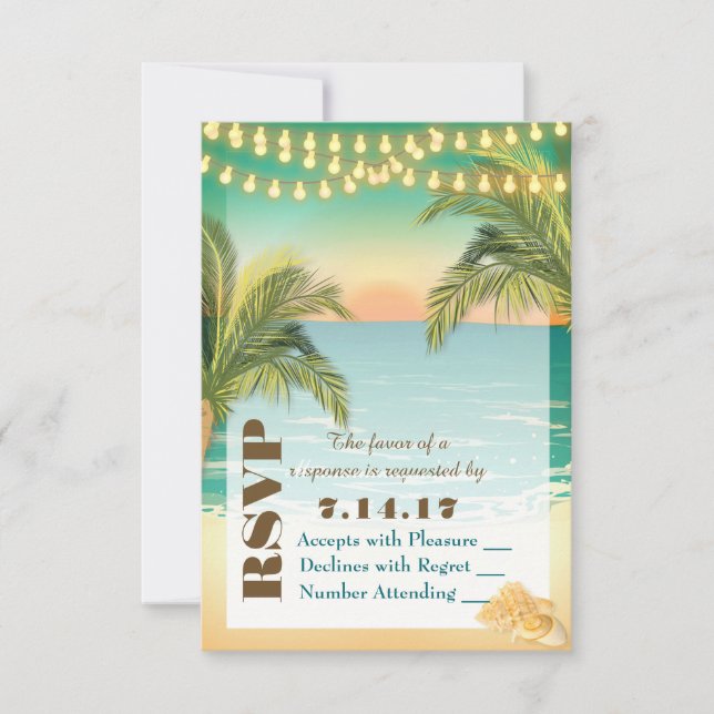 Mariage du coucher de soleil sur la plage RSVP (Devant)