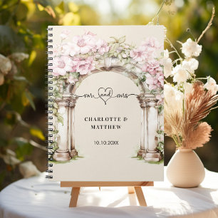 Mariage du livre d'hôtes m mrs coeur rose florales