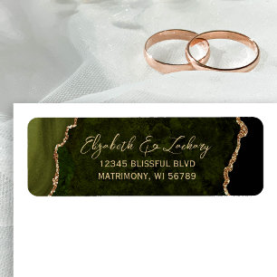 Mariage du script d'agate vert olive Adresse de re