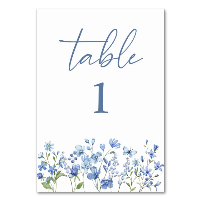 Mariage Dusty Blue Fleur sauvage Numéro de table (Par défaut)