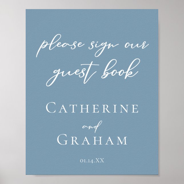 Mariage Dusty Blue Signer Notre Poster Livre d'Inv (Devant)