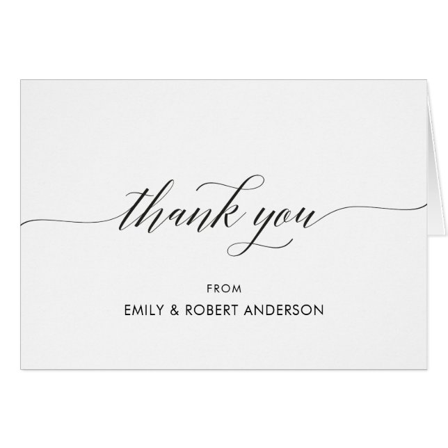 Mariage élégant, cartes de Merci, moderne, (Devant Horizontal)