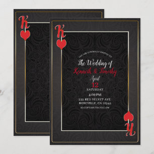Mariage élégant de la carte Roi des Coeurs noir et