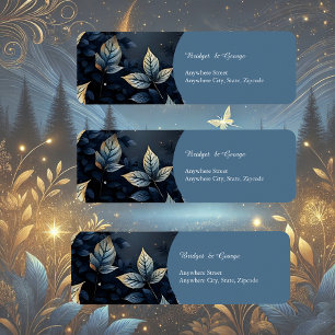 Mariage élégant en forêt de minuit bleu et or