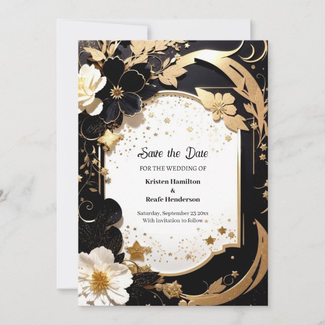 Mariage Élégant Enregistrer La Carte Date (Devant)