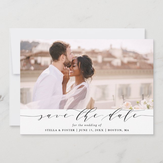 Mariage élégant Enregistrer la date Carte photo (Devant)