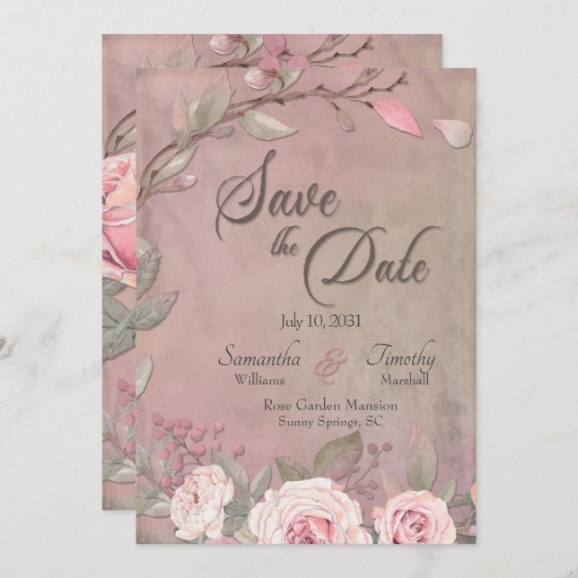 Mariage Élégant Enregistrer La Date Invitation (Devant / Derrière)