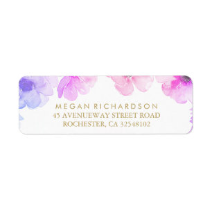 Mariage élégant floral pourpre bleu d'aquarelle