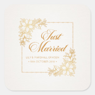 Mariage Élégant Juste Marié   Autocollant de Scell