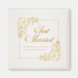 Mariage élégant juste marié Magnet pour réfrigér
