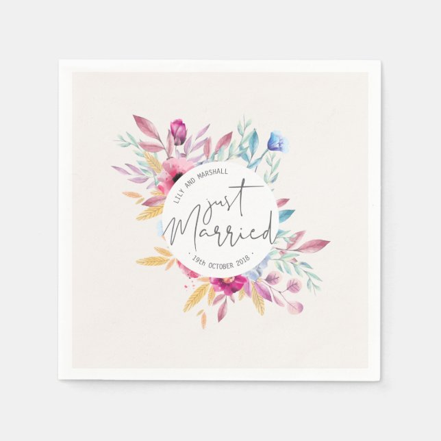 Mariage Elégant Juste Marié | Serviette en Papier (Devant)