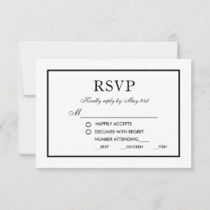 Mariage élégant moderne noir & blanc RSVP MB