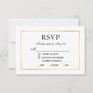 Mariage élégant moderne RSVP Black White Card MS