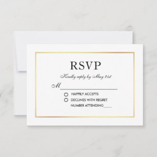 Mariage élégant moderne RSVP Black White Card S