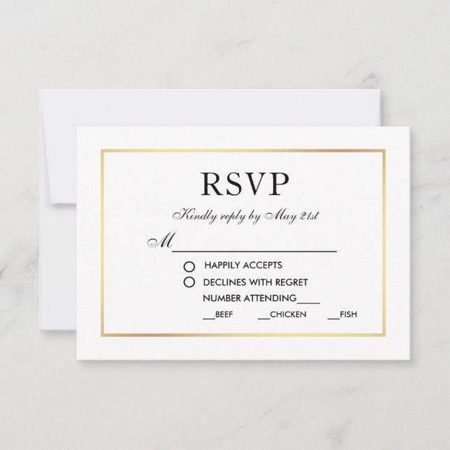 Mariage élégant moderne RSVP noir & blanc M (Devant)