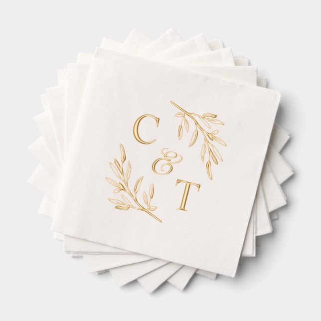 Mariage élégant Monogramme Feuilles de verdure (Insitu (empilé))