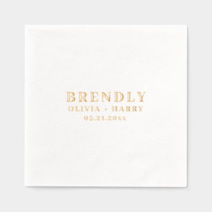 Mariage Elegant Monogramme Noms Gold Foil Napkin