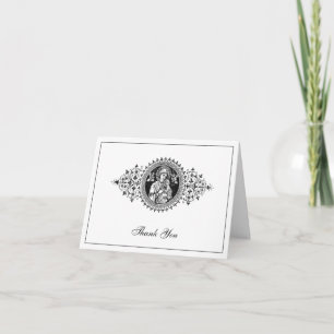 Mariage élégant Noir & Blanc Merci religieux 