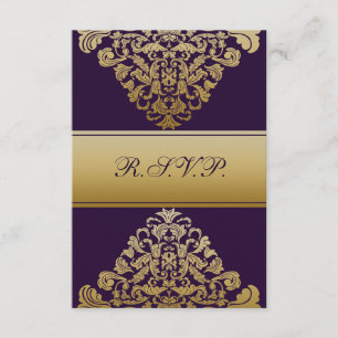 mariage élégant or violet RSVP Standard 3,5 x 5