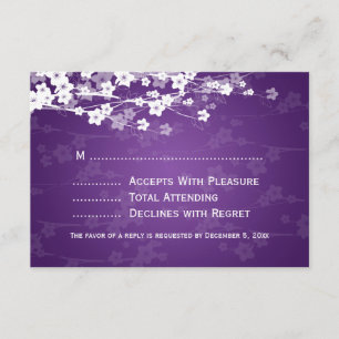 Mariage élégant RSVP cerisier fleurs pourpre