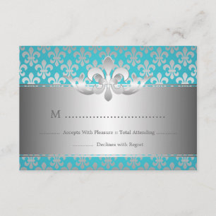Mariage élégant RSVP Fleur De Lis Bleu