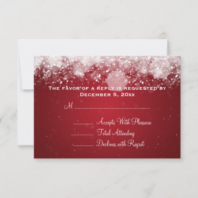 Mariage élégant RSVP Sparkling nuit rouge (Devant)