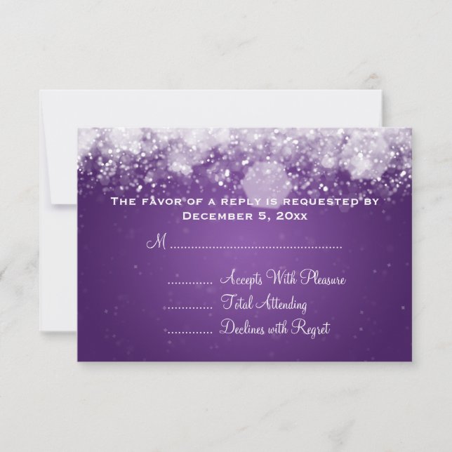 Mariage élégant RSVP Sparkling nuit violet (Devant)